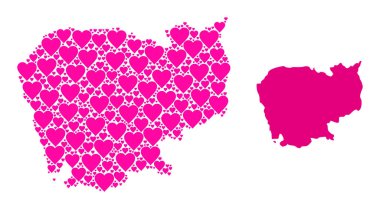 Pembe Sevgililer Günü Kamboçya Mozaik Haritası