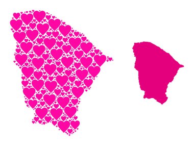 Ceara Eyaletinin Pembe Aşk Kolajı Haritası