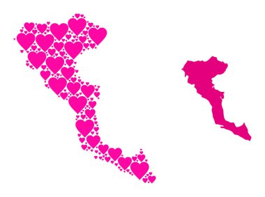 Korfu Adasının Pembe Aşk Kolajı Haritası