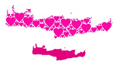 Girit Adası 'nın Pembe Aşk Kalbi Mozaik Haritası