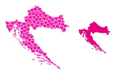 Hırvatistan 'ın Pembe Aşk Kolajı Haritası