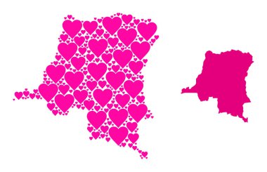 Kongo Demokratik Cumhuriyeti 'nin Pembe Güzel Mozaik Haritası