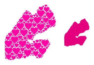 Pembe Sevgililer Günü Cibuti Kolajı Haritası