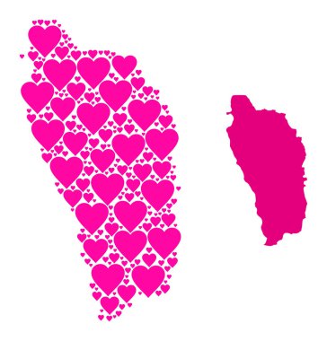 Dominica Adası 'nın Pembe Şablon Haritası