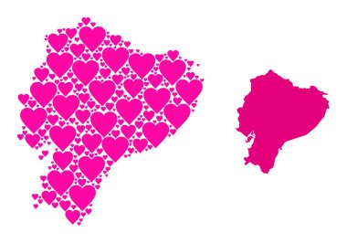 Pembe Aşk Kalbi Kolajı Ekvador Haritası