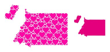 Pembe Sevgililer Günü Ekvator Ginesi Kolajı Haritası