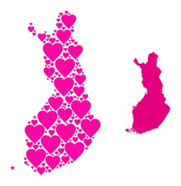 Finlandiya 'nın Pembe Aşk Kalbi Mozaik Haritası