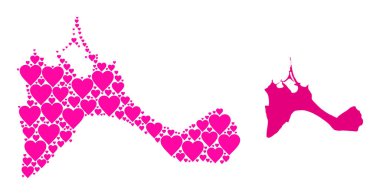 Formentera Adası 'nın Pembe Aşk Kalbi Mozaik Haritası