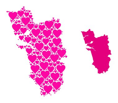 Goa Eyaletinin Pembe Aşk Kolajı Haritası