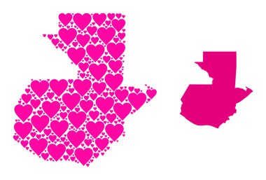 Pembe Aşk Kalbi Mozaik Guatemala Haritası