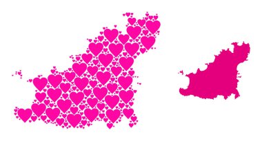 Guernsey Adası 'nın Pembe Aşk Kalbi Mozaik Haritası