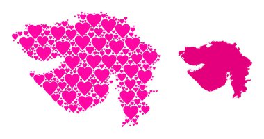 Gujarat Eyaletinin Pembe Mozaik Haritası