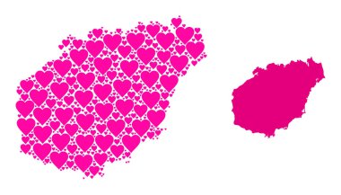 Hainan Adasının Pembe Kalp Kolajı Haritası