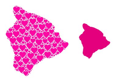 Hawaii 'nin Pembe Şablon Haritası Büyük Ada