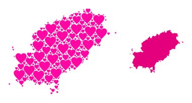İbiza Adasının Pembe Aşk Mozaik Haritası