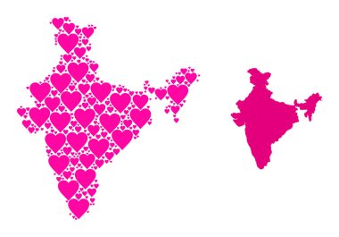 Pembe Sevgililer Günü Mozaik Hindistan Haritası