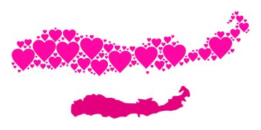 Pembe Güzel Endonezya Mozaik Haritası - Flores Adası