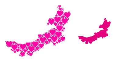 Moğolistan 'ın Pembe Kalp Mozaik Haritası