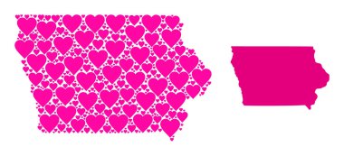 Iowa Eyaleti Pembe Kalp Kolajı Haritası