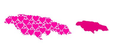 Jamaika 'nın Pembe Güzel Kolaj Haritası