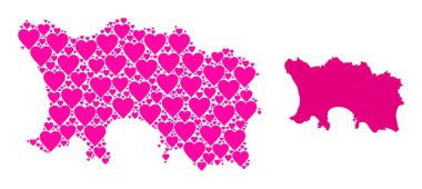 Jersey Adası 'nın Pembe Aşk Kalbi Kolajı