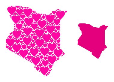 Kenya Pembe Sevgililer Günü Kolajı Haritası