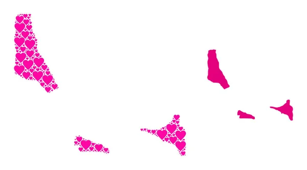 Pink Love Pattern Map of Comoros Islands — стоковий вектор