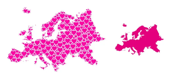 Pink Lovely Pattern Map of Europe — Stockový vektor