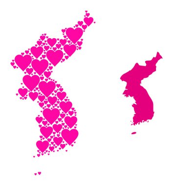 Pembe Sevgililer Günü Kore Kolajı Haritası