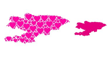 Kırgızistan 'ın Pembe Kalp Kolajı Haritası