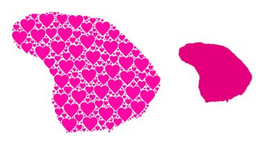 Pembe Sevgililer Günü Lanai Adası Mozaik Haritası