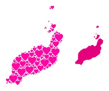 Lanzarote Adalarının Pembe Sevgililer Günü Mozaik Haritası