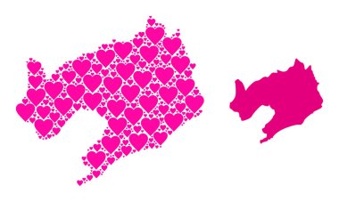 Liaoning Eyaletinin Pembe Aşk Kolajı Haritası