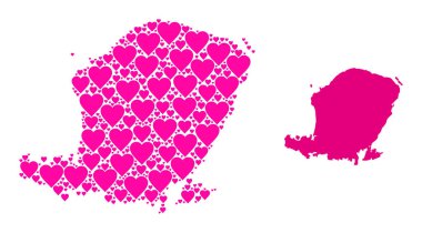 Lombok Adası Pembe Kalp Kolajı Haritası