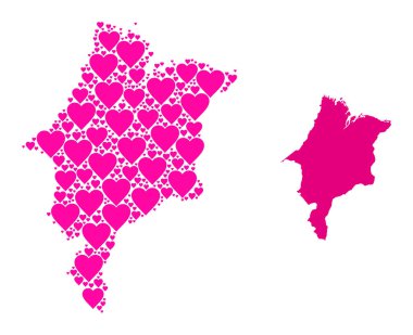 Pink Heart Pattern Map of Maranhao State clipart