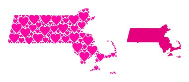 Massachusetts Eyaleti Pembe Güzel Kolaj Haritası