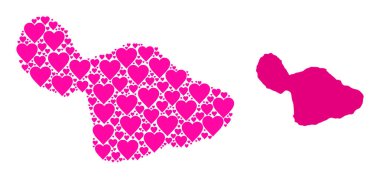 Maui Adasının Pembe Kalp Modeli Haritası