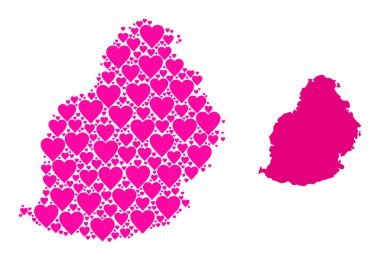 Mauritius Adasının Pembe Aşk Mozaik Haritası