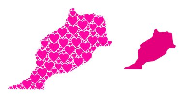 Pembe Aşk Kalbi Mozaik Fas Haritası