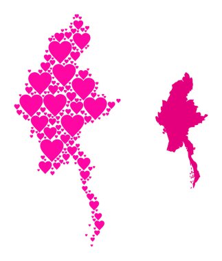 Myanmar 'ın Pembe Aşk Kolajı Haritası