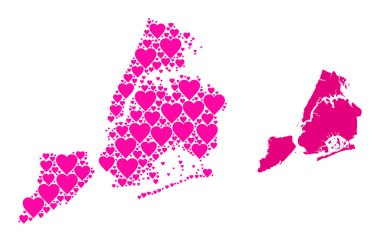 Pembe Aşk Kolajı New York Haritası