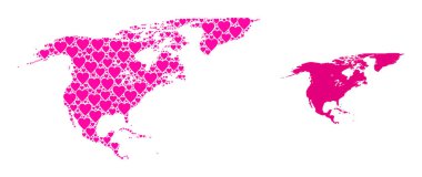 Kuzey Amerika ve Grönland 'ın Pembe Mozaik Haritası