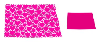 Kuzey Dakota Eyaleti Pembe Kalp Kolajı Haritası