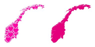 Norveç Pembe Güzel Kolaj Haritası