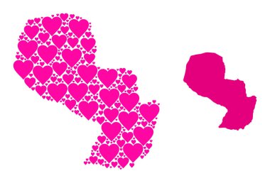 Pembe Aşk Kalbi Paraguay Kolajı Haritası