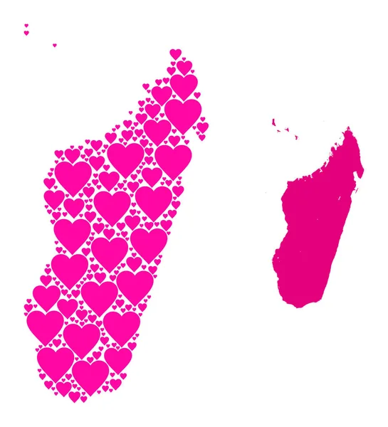Madagaskar Adasının Pembe Sevgililer Günü Mozaik Haritası