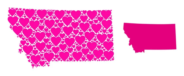분홍빛의 아름다운 모자이크 지도 몬태나주 — 스톡 벡터