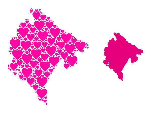 Mapa del patrón de amor rosa de Montenegro — Archivo Imágenes Vectoriales