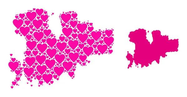 Mykonos Adasının Pembe Aşk Kolajı Haritası