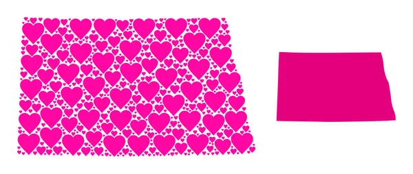 Kuzey Dakota Eyaleti Pembe Kalp Kolajı Haritası